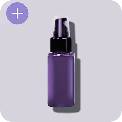 Frasco de produto cosmético roxo, representando a seleção de itens.