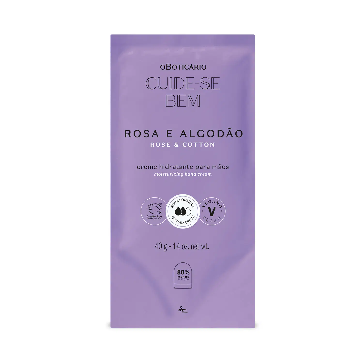 Refil Creme Hidratante Para Mãos Cuide-Se Bem Rosa E Algodão 40G