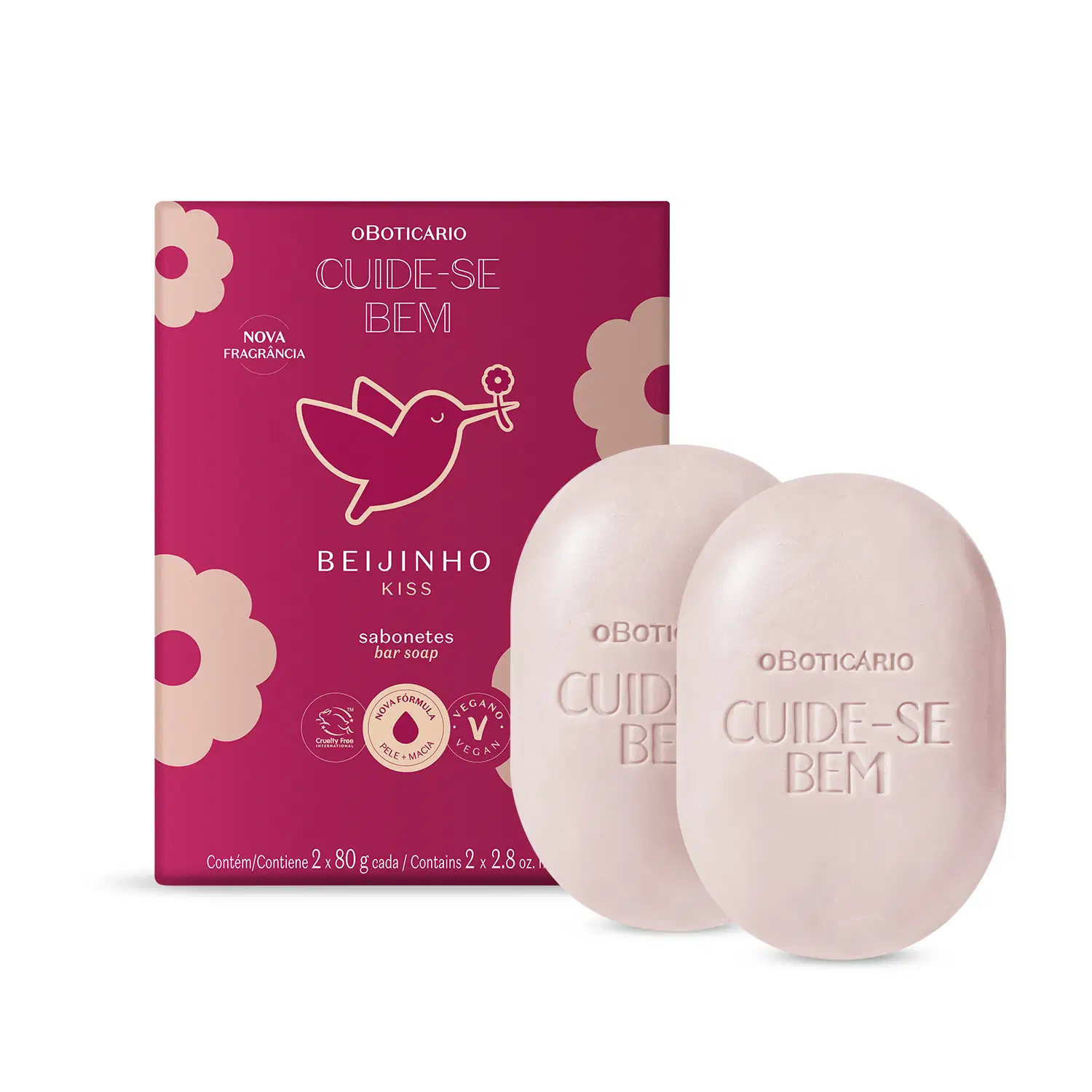 Sabonetes Em Barra Cuide-Se Bem Beijinho 2X 80G Cada