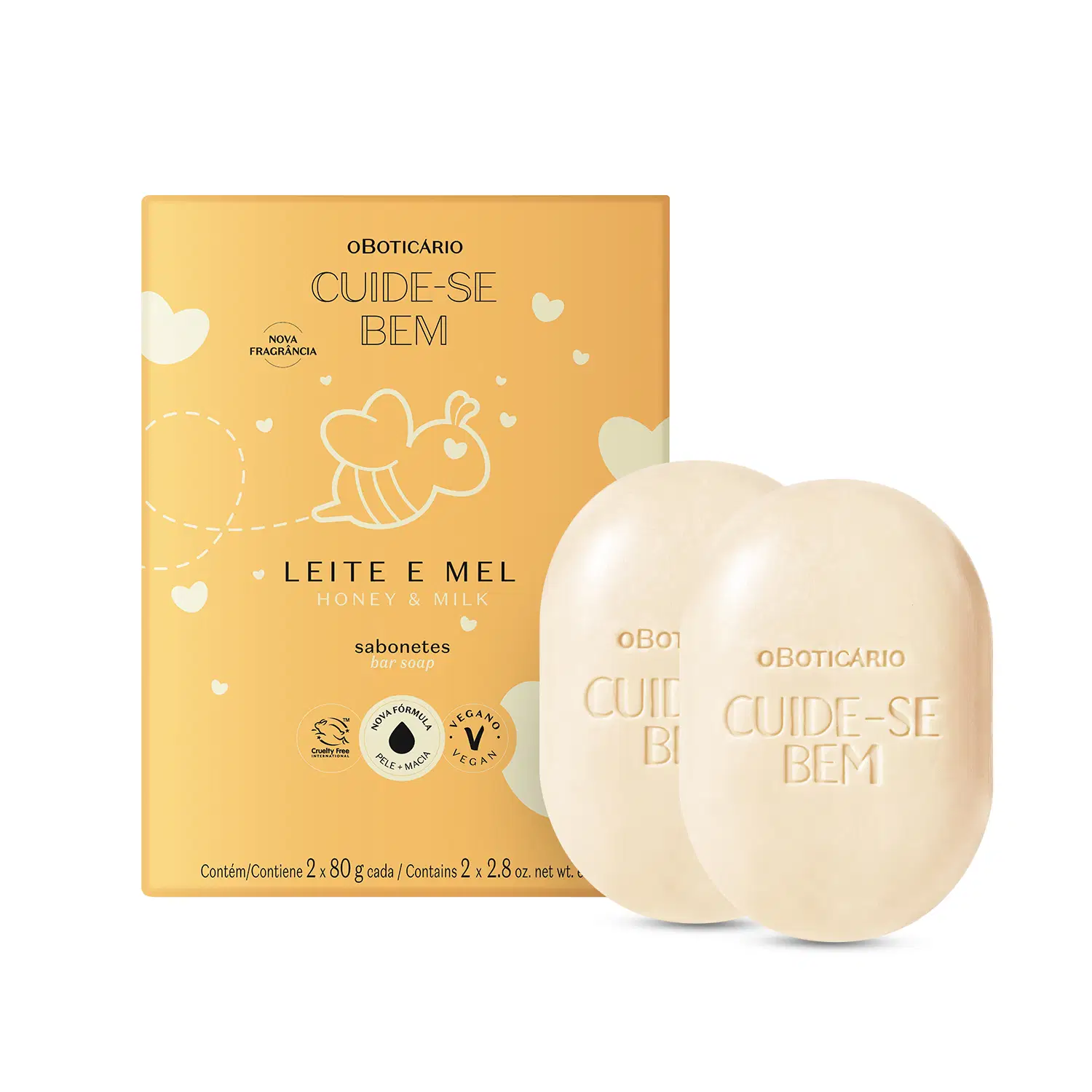 Kit Sabonetes Em Barra Cuide-Se Bem Leite E Mel 2X80G Cada