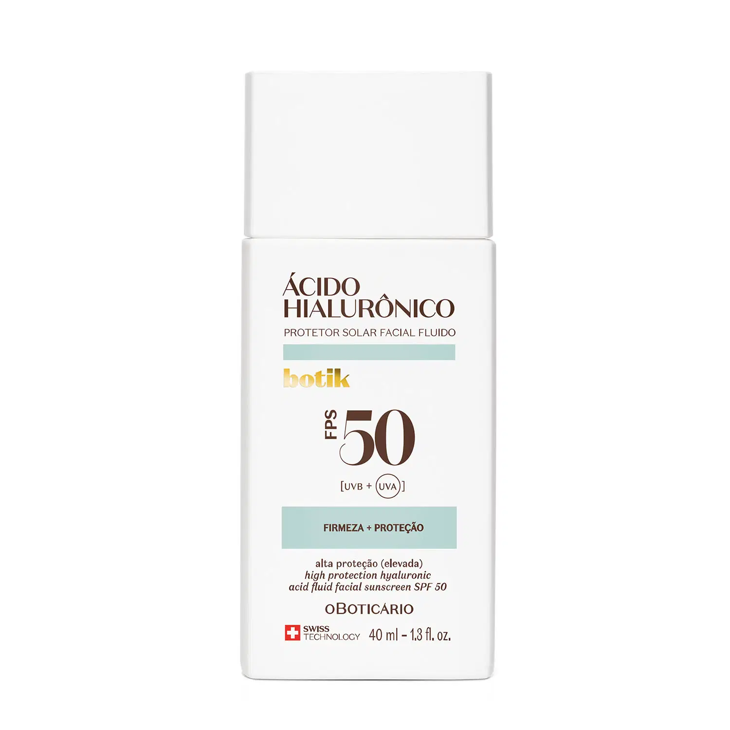 Protetor Solar Facial Fluido Fps 50 Botik Ácido Hialurônico 40Ml