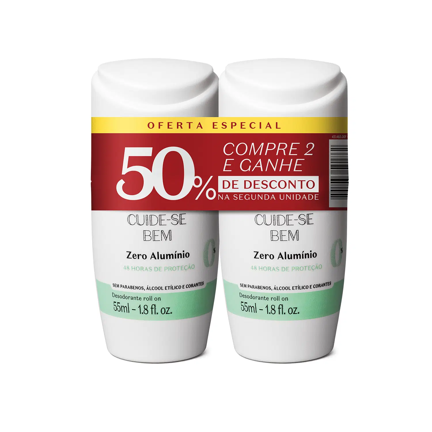 Kit Desodorante Roll On Cuide-Se Bem  Zero Alumínio 2X55Ml