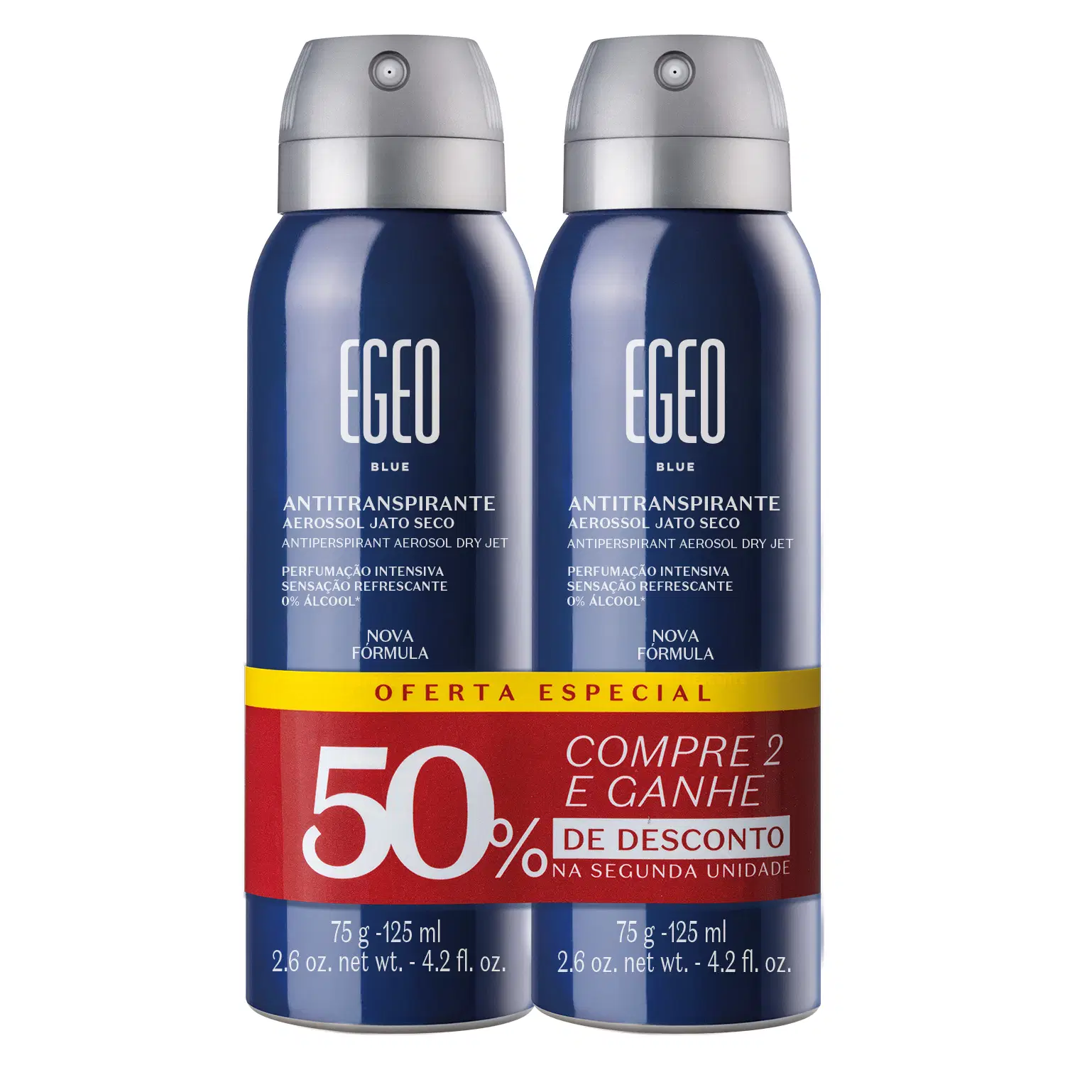 Kit Desodorante Antitranspirante Aerosol Egeo Blue  2X75G/125Ml