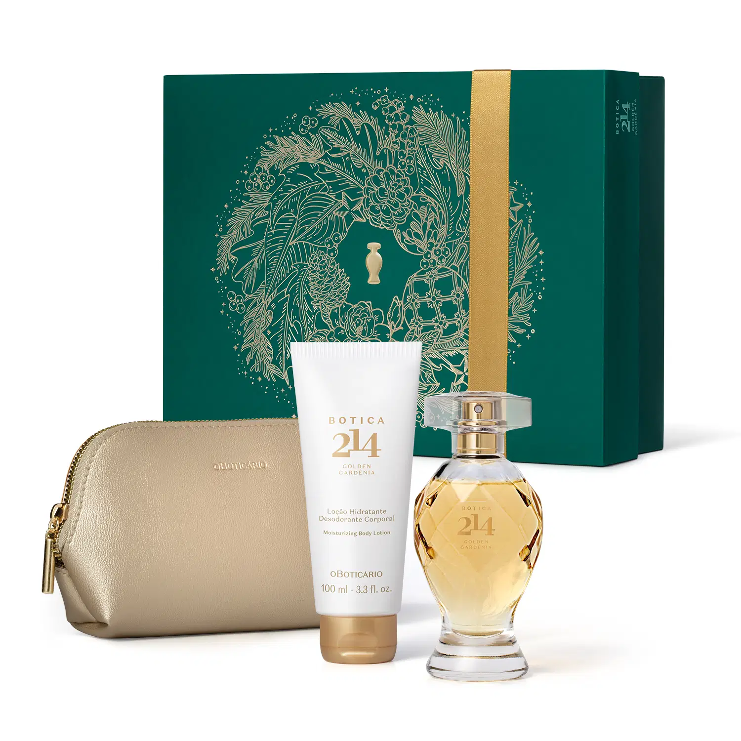 Kit Presente Natal Botica 214 Gold Gardênia (3 Itens)