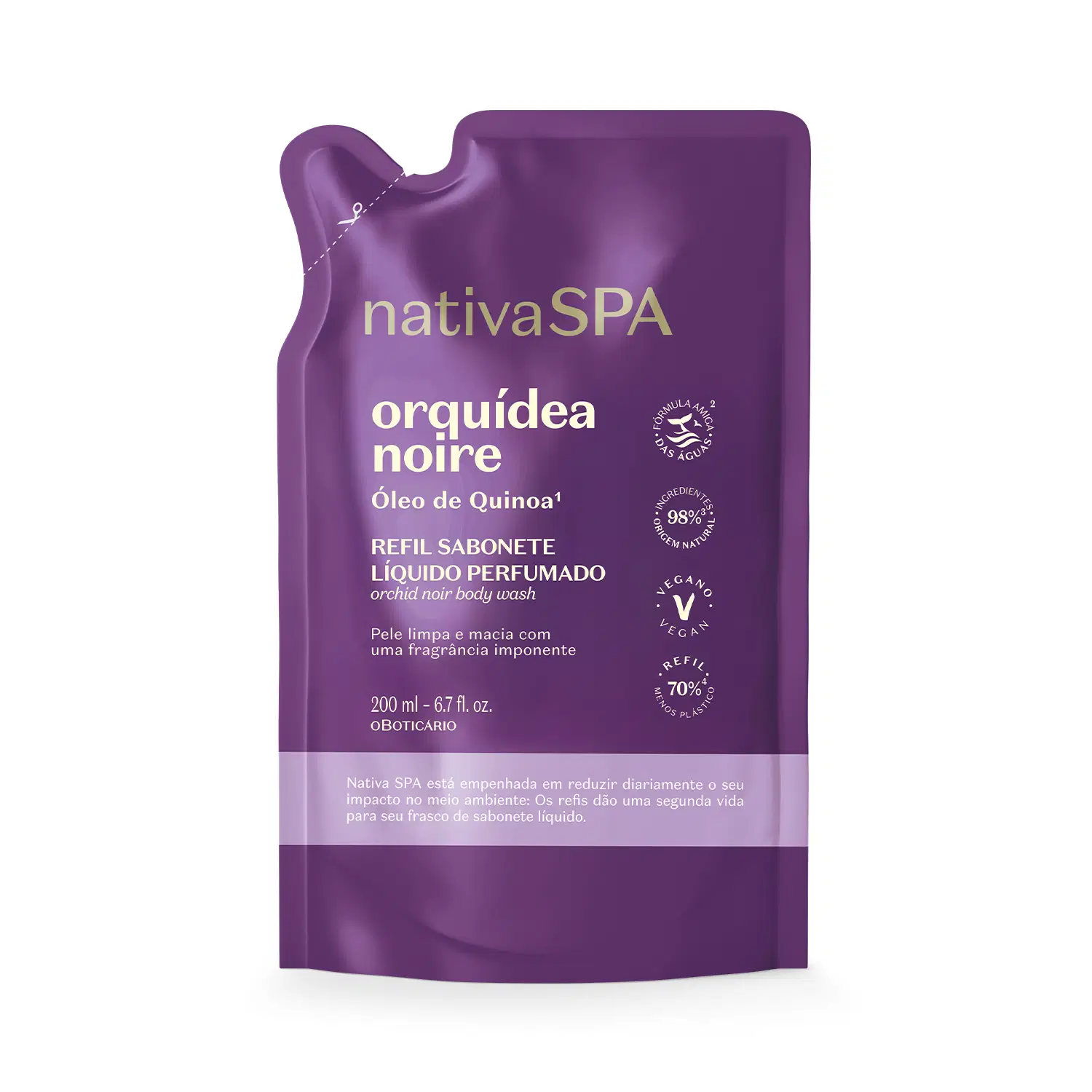 Refil Sabonete Líquido Perfumado Nativa Spa Orquídea Noire 200Ml