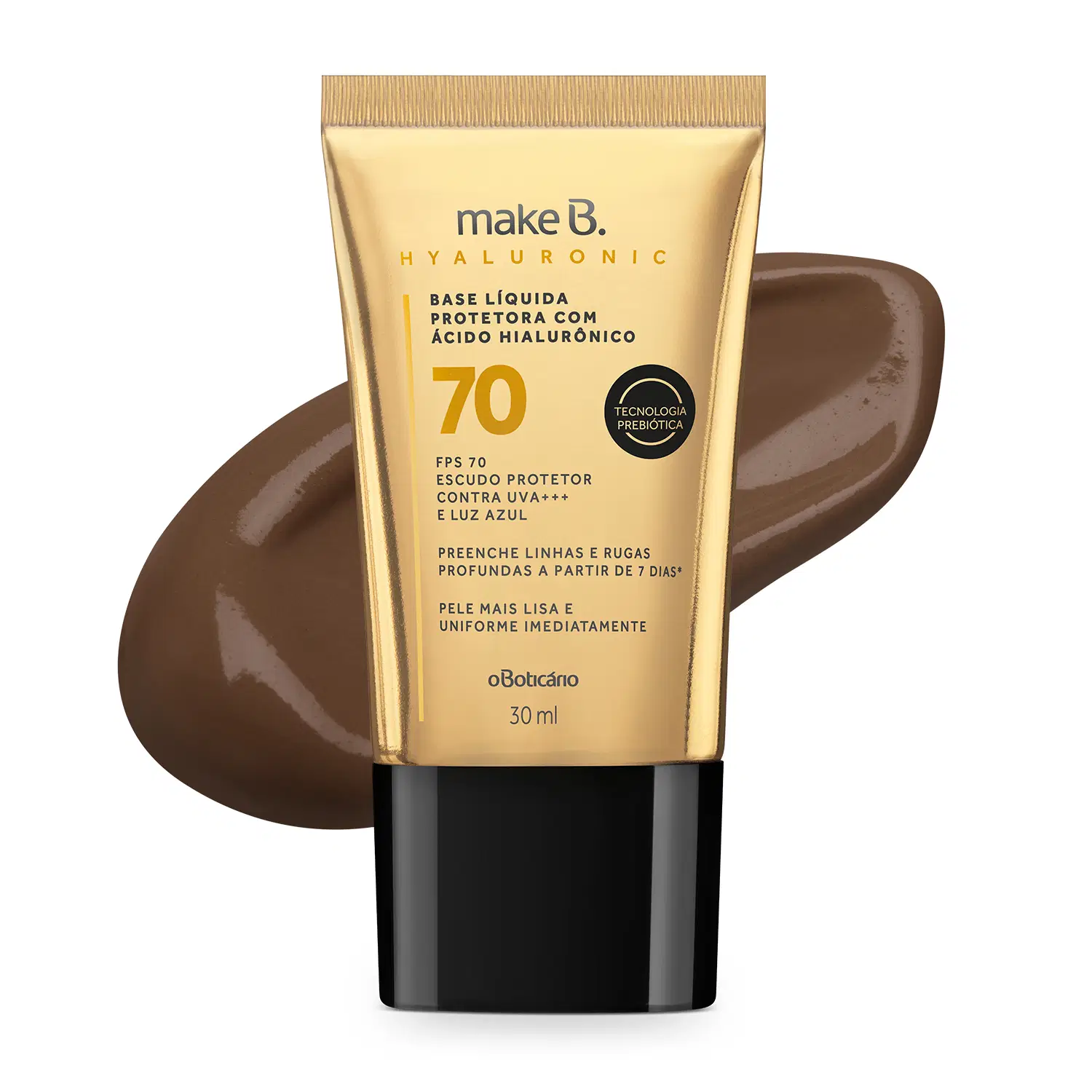 Make B. Base Líquida Protetora Hyaluronic Fps 70 Cor 80 30Ml