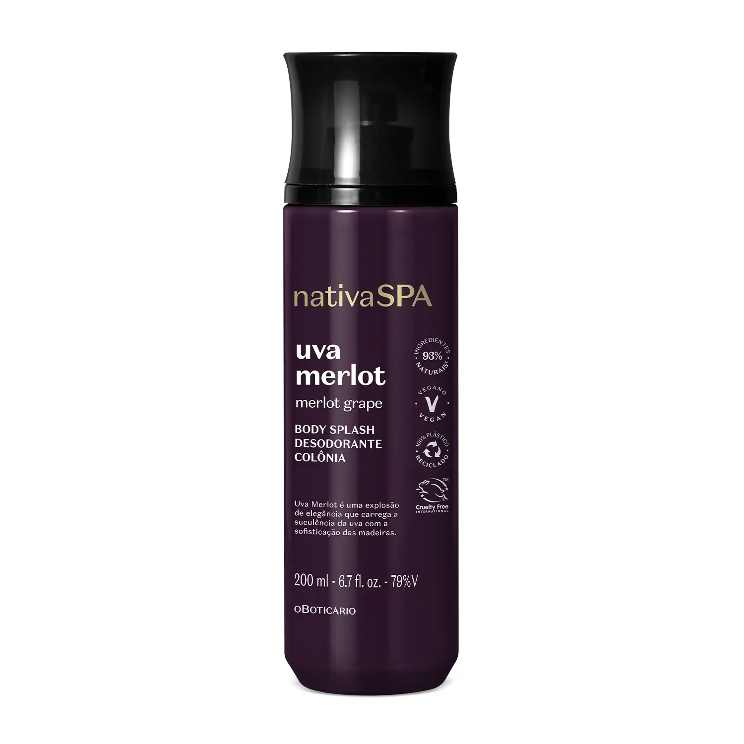 Body Splash Desodorante Colônia Nativa Spa Uva Merlot 200Ml