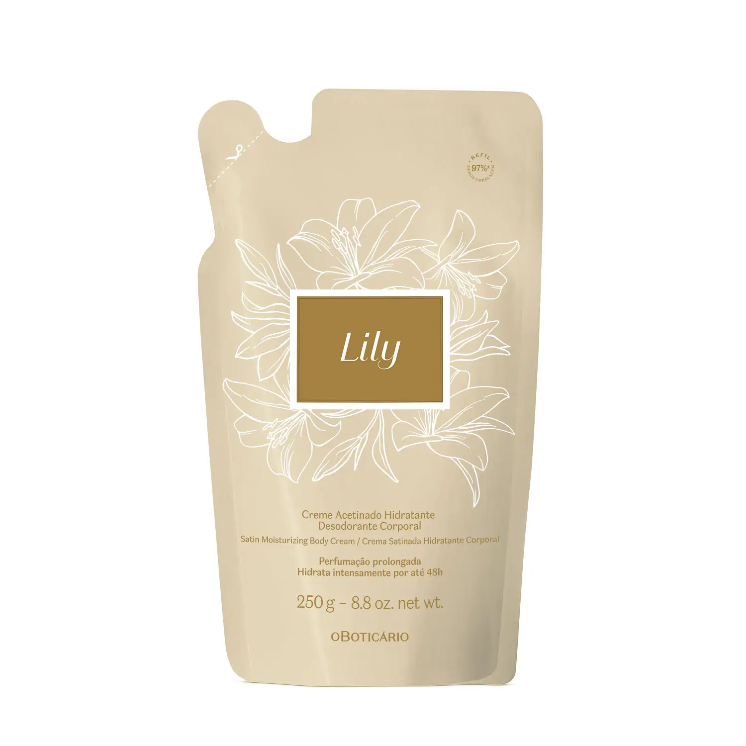 Refil Lily Creme Acetinado Desodorante Hidratante Corporal 250G