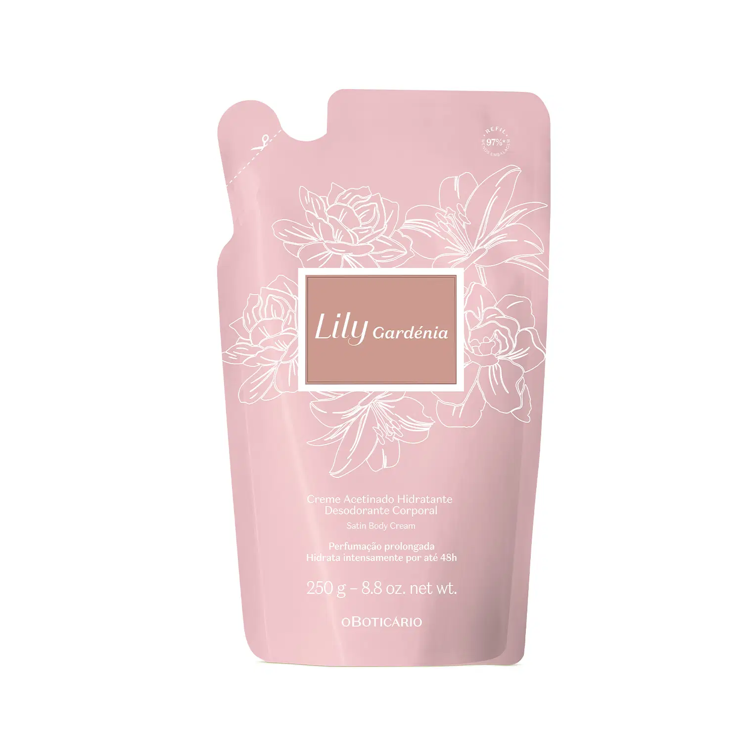 Refil Creme Acetinado Hidratante Desodorante Corporal Lily Gardénia 250G