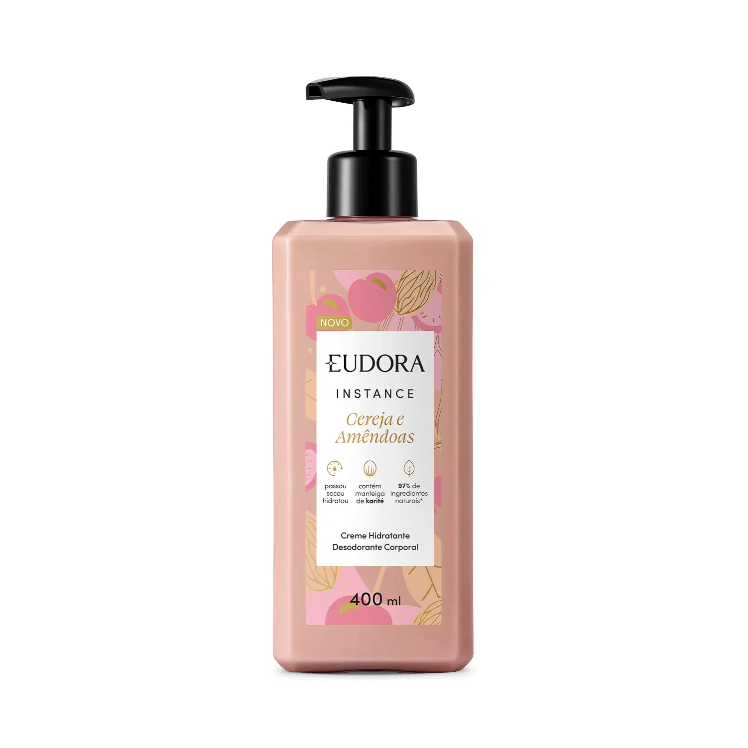 Eudora Instance Cereja E Amêndoas - Creme Hidratante Desodorante Corporal 400Ml