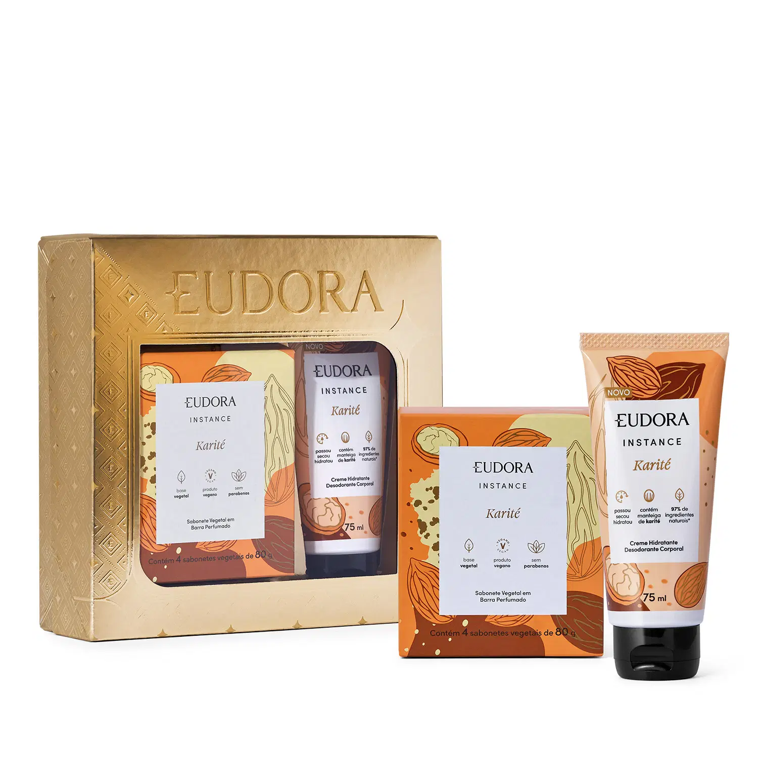 Kit Presente Natal Instance Karité: Creme Hidratante Desodorante Corporal 75Ml + Sabonete Em Barra 80G