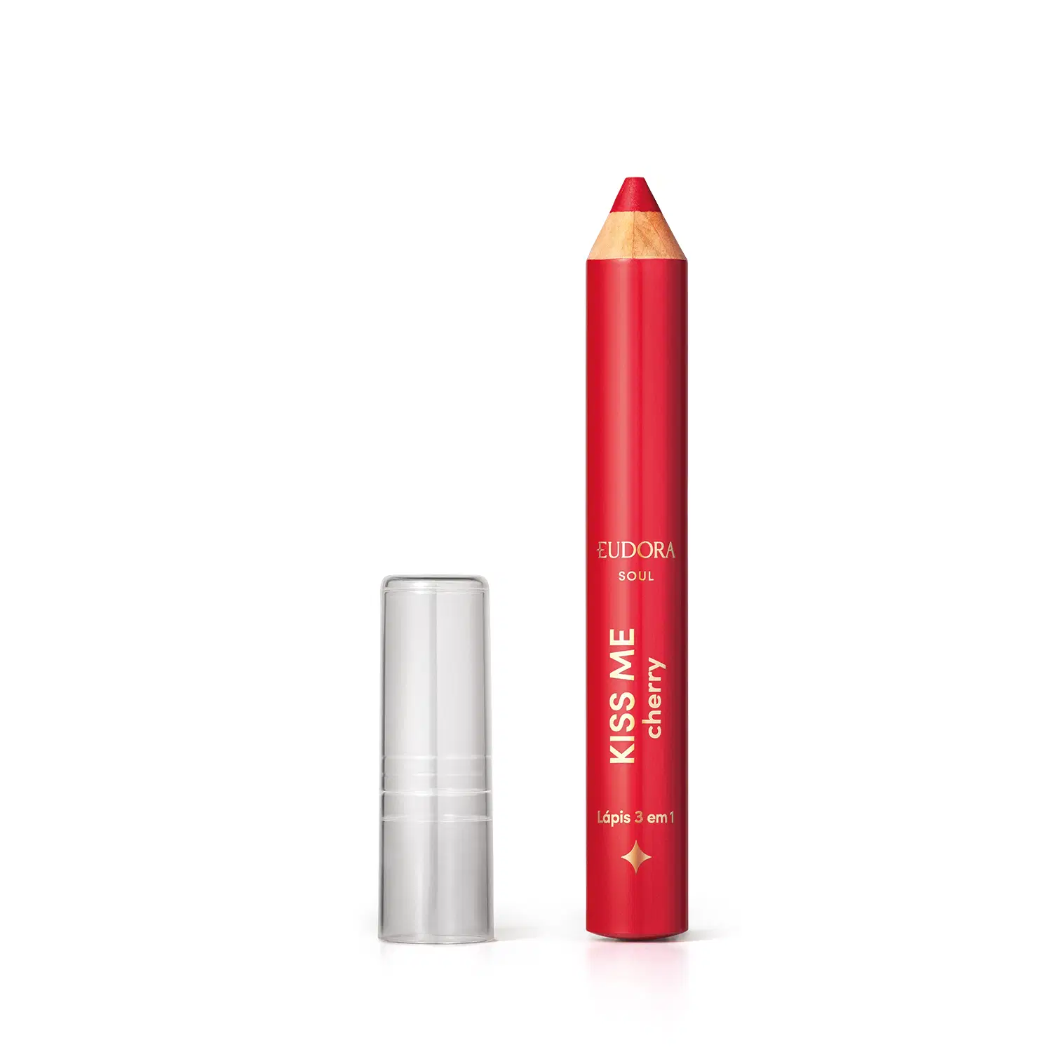 Lápis Multifuncional Vermelho Kiss Me Cherry 3 Em 1 1,2G