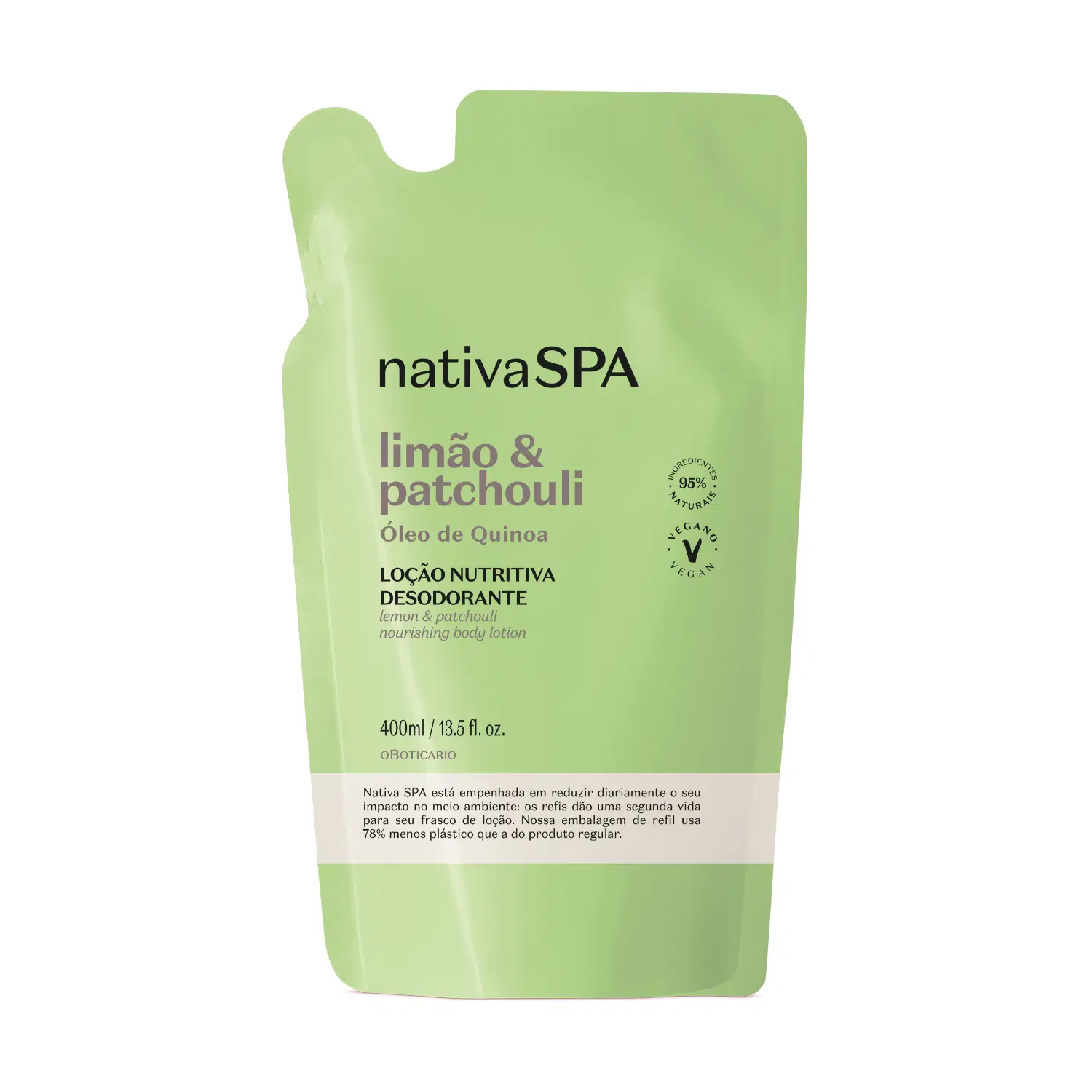 Refil Loção Desodorante Hidratante Corporal Nativa Spa Limão E Patchouli 400Ml