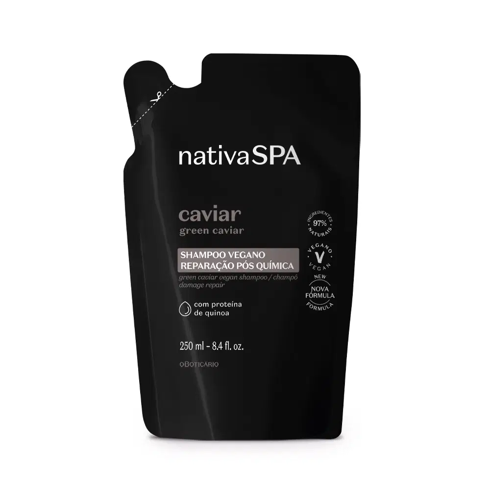 Refil Shampoo Nativa Spa Caviar Reparação Pós Química 250Ml