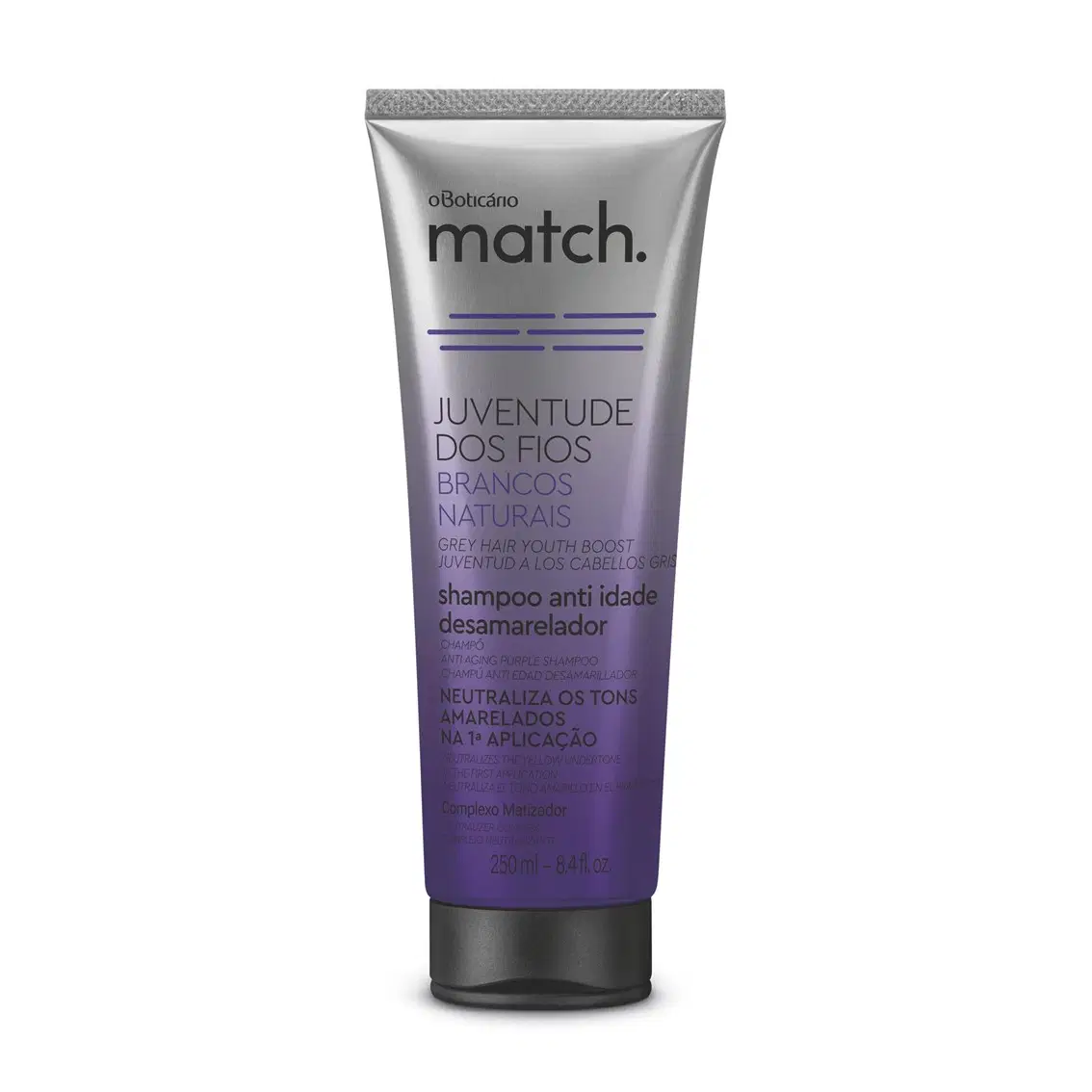 Shampoo Anti-Idade Desamarelador Match Juventude Dos Fios Brancos Naturais 250Ml
