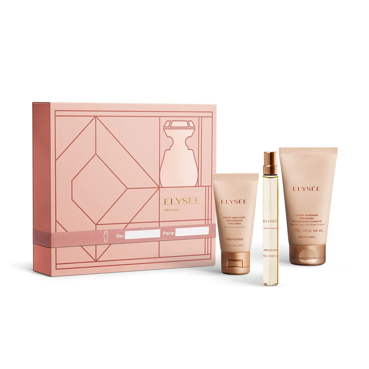 Kit Presente Elysée: Eau De Parfum 10Ml + Creme Acetinado Corporal 75G + Creme Acetinado Para Mãos 30G