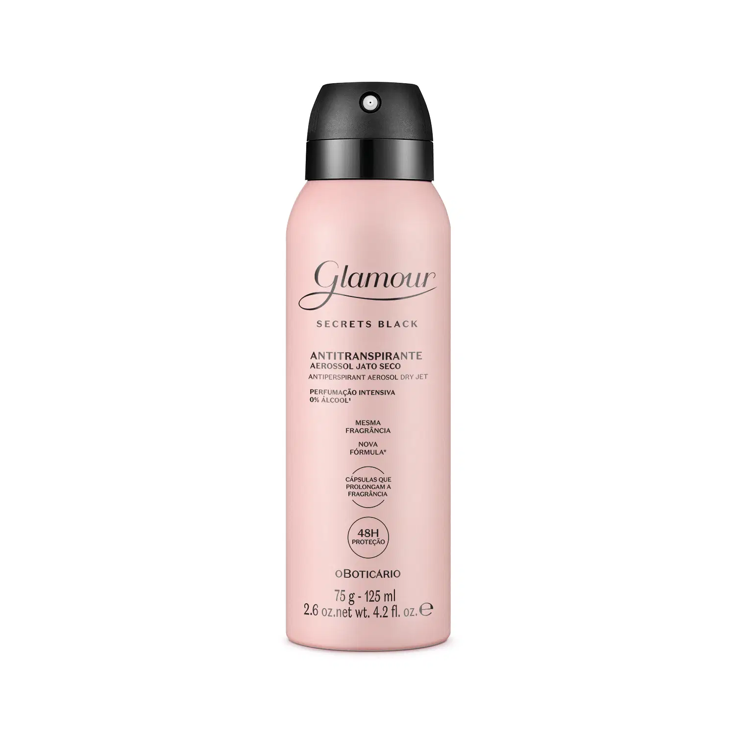 Desodorante Antitranspirante Aerossol Glamour Secrets Black 75G/125Ml