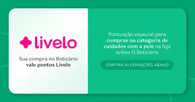 Ganhe 12 pontos na categoria de Cuidados com a Pele e 3 pontos nas demais do site. Ação válida até 18/10/2026 às 23:59h.