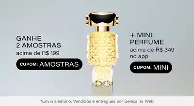 Lançamento 1 Million Black Rabanne: Ganhe amostras nas compras acima de R$199 + Mini de luxo acima de R$349 só no APP *Envio aleatório *Vendidos e entregues por Beleza na Web