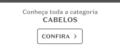 Fundo branco com faixa na cor verde oliva na parte superior com texto convidando a conhecer a categoria de cabelos.