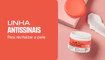 Um frasco de Creme Facial Hidratante Antissinais 7 em 1. Linha Antissinais. Para revitalizar a pele. 