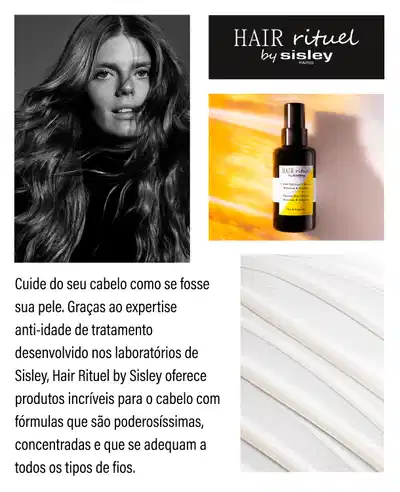Banner publicitário para produto de tratamento capilar Hair Rituel by Sisley, com foto de modelo.