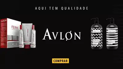 A imagem mostra produtos de beleza das marcas Avlon, com destaque para shampoos e tratamentos capilares.