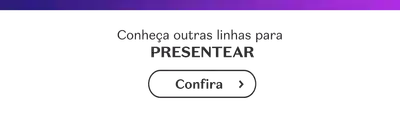 O banner com fundo roxo e branco, convida a conhecer todas as opções para presentear disponíveis no site.
