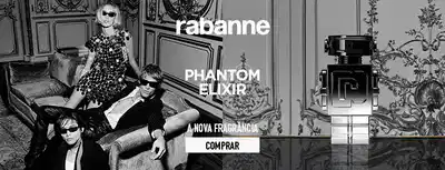 O banner apresentaa marca "Rapanne" e a nova fragrância "Phantom Elixir" destacada.