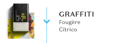 Um frasco de Quasar Grafitti, comunicando sua família olfativa Fougère Cítrico.