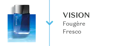 Um frasco de Quasar Vision, comunicando sua família olfativa Fougère Fresco.