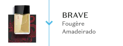 Um frasco de Quasar Brave, comunicando sua família olfativa Fougère Amadeirado.