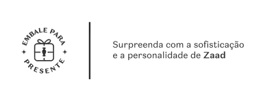 O banner apresenta um selo de "Embale para presente" e o texto "Surpreenda com a sofisticação e a personalidade de Zaad".