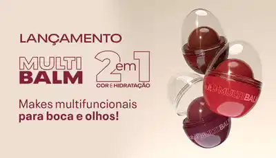Um Combo Multi Balm: Vermelho Bala de Morango + Marrom Brigadeiro + Bordô Beijinho. Makes multifuncionais para boca e olhos!