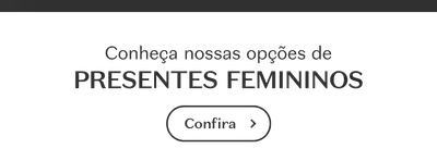 Banner de fundo branco com letras pretas, convidando para conhecer as opções de presentes femininos disponíveis no Boticário.