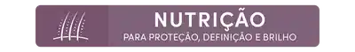 O banner apresenta o texto "NUTRIÇÃO PARA PROTEÇÃO, DEFINIÇÃO E BRILHO" em letras grandes e brancas sobre um fundo roxo. Não há imagens de pessoas ou produtos visíveis.