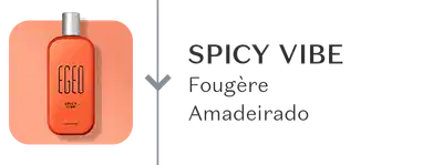 O banner mostra a fragrância Egeo Spicy Vibe com sua família olfativa Fougère Amadeirado.