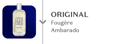 O banner mostra uma fragrância de Egeo Original com sua família olfativa Fougère Ambarado.