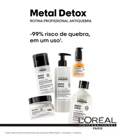 L'Oréal Professionnel Metal Detox é a linha desenvolvida com alta tecnologia, patenteada com Glicoamina, que ajuda a neutralizar o metal encontrado dentro da fibra capilar