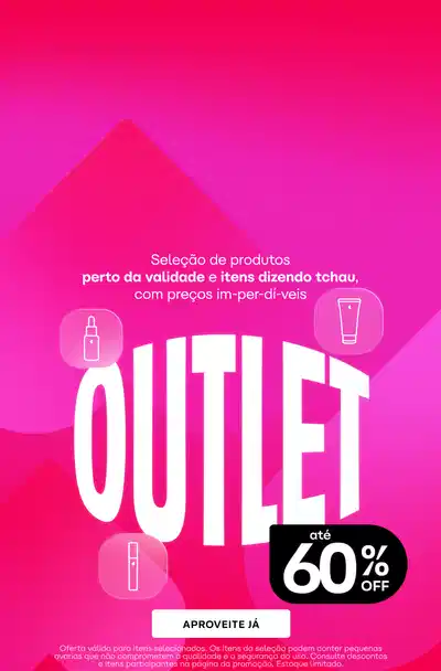 Outlet em destaque com um fundo rosa vibrante.