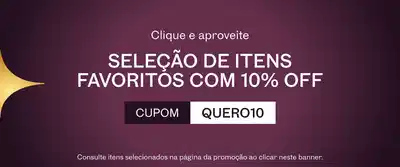Clique e aproveite seleção de itens favoritos com 10% OFF. Cupom: QUERO10