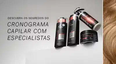 O banner destaca o texto convidando o publico a descobrir os segredos do cronograma capilar com especialistas.