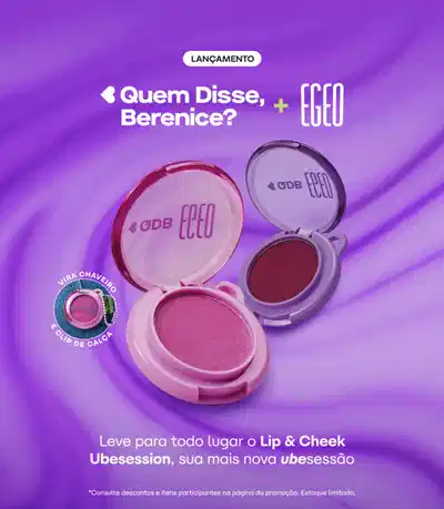 Combo QDB Egeo Ubessesion: Batom 3 em 1 Berry Framboesa Lip & Cheek 2,5g + Batom 3 em 1 Lilac Lavanda Lip & Cheek 2,5g