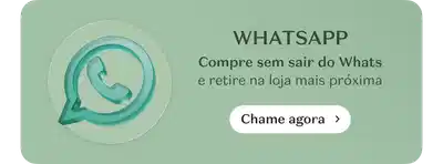 Ícone do WhatsApp em tons de verde azulado. Texto: "WHATSAPP. Compre sem sair do Whats e retire na loja mais próxima". Botão branco com texto "Chame agora" e seta.