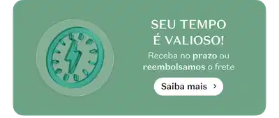 Fundo verde com as informações: Seu pedido expresso não chegou dentro do prazo? A gente devolve o dobro do valor pago no frete. Saiba mais.