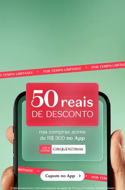 50 reais de desconto nas compras acima de R$300 no App. Use o cupom CUPOMTRIHA. Descubra o cupom exclusivo. Aponte a câmera do seu celular e baixe agora. Código QR disponível. Por tempo limitado. Consulte descontos e itens participantes nas políticas de Termos e Condições. 