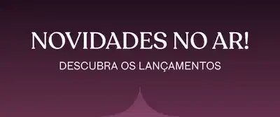 Fundo degradê em tons de roxo e magenta, comunicando as novidades que chegaram no site.