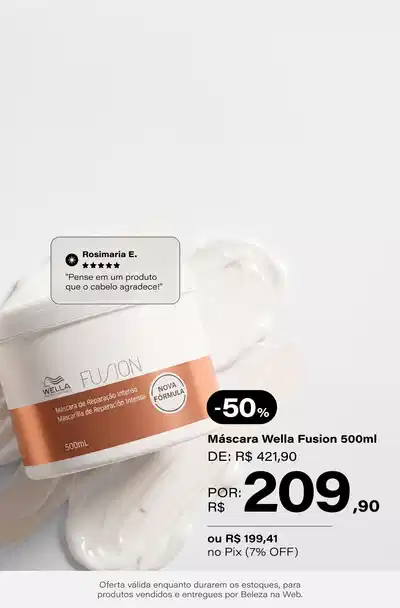 Wella Professionals Fusion - Máscara Reparadora 500ml De: R$ 421,9 Por: R$ 209,9 Selo: 50% OFF (No Pix: 199,41 - 7% OFF) *Vendidos e entregues por Beleza na Web