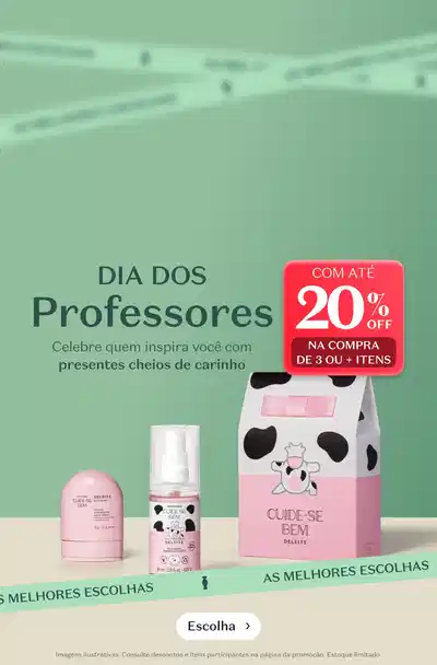 Dia dos Professores: Celebre quem inspira você com presentes cheios de carinho. Com até 20% de desconto na compra de 3 ou mais itens.
