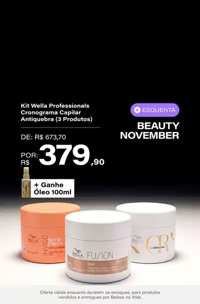 Kit Wella Professionals Cronograma Capilar Antiquebra (3 Produtos) De 673,7 Por 379,9 Selo: 49% OFF + Ganhe Óleo 100ml  *Vendidos e entregues por Beleza na Web